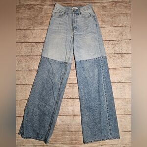 Pacsun split color denim wide leg baggy Jean's